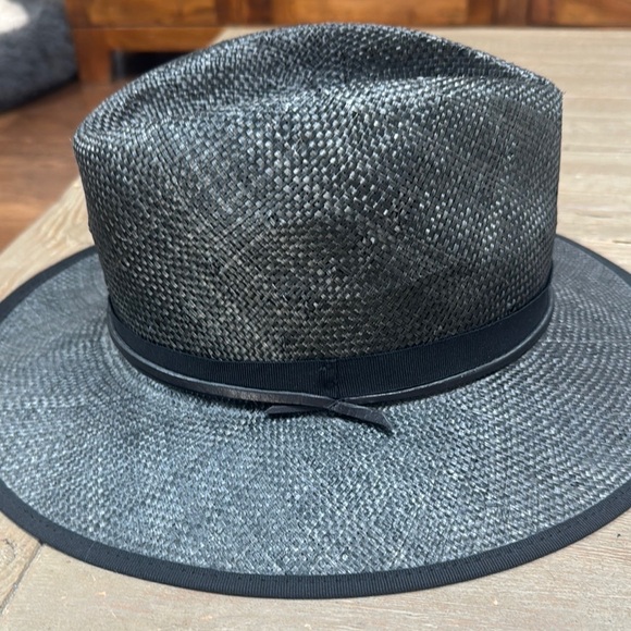 The Kooples Leather trim straw hat fedora in black - Picture 5 of 9